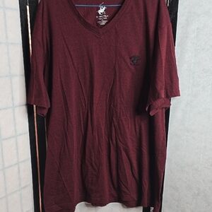 Burgundy Short Sleeve Polo V-Neck Casual Tee